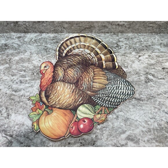 7 Vintage Amscan Thanksgiving Cardboard Cutouts Die Cut Pilgrims Pumpkins Turkey - Picture 8 of 11